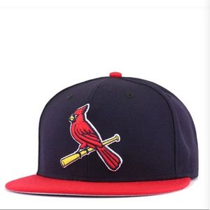 St. Louis Cardinals Fitted New Era 59Fifty MLB Scarlet Navy & Red Hat.
